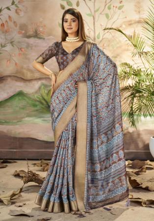 Picture of Wonderful Silk Light Slate Grey Saree