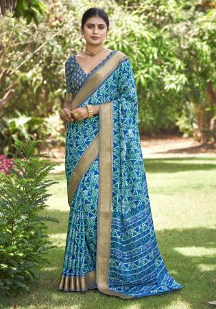 Picture of Amazing Silk Cadet Blue Saree