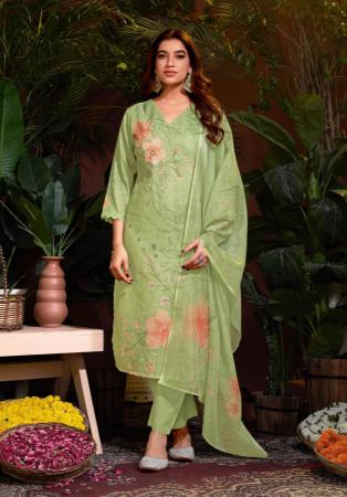 Picture of Ravishing Cotton Light Green Readymade Salwar Kameez