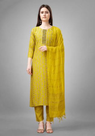 Picture of Rayon Dark Golden Rod Readymade Salwar Kameez