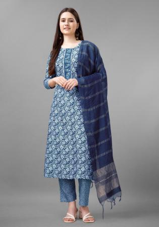 Picture of Charming Rayon Midnight Blue Readymade Salwar Kameez