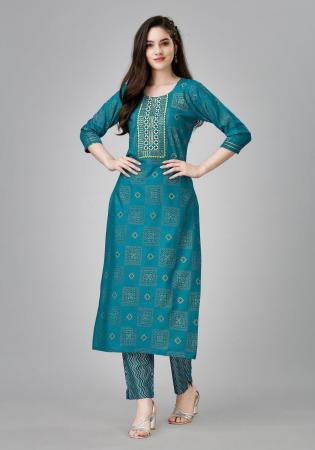 Picture of Good Looking Rayon Sea Green Kurtis & Tunic