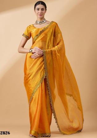 Picture of Radiant Organza Golden Rod Saree