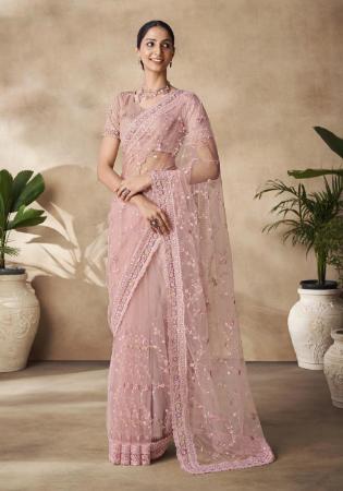 Picture of Good Looking Net Tan Saree