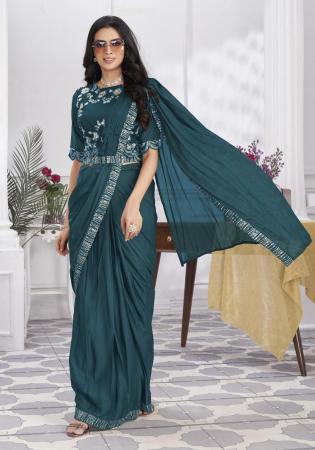 Picture of Fascinating Georgette & Organza Midnight Blue Saree