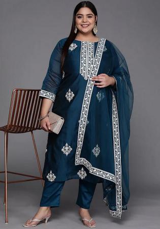 Picture of Magnificent Rayon Midnight Blue Readymade Salwar Kameez