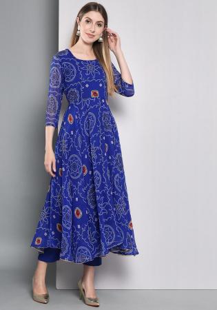 Picture of Alluring Rayon Midnight Blue Readymade Salwar Kameez