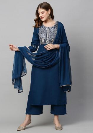 Picture of Classy Rayon Midnight Blue Readymade Salwar Kameez