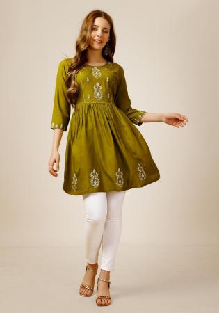 Picture of Shapely Rayon Olive Kurtis & Tunic