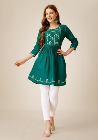 Picture of Statuesque Rayon Dark Green Kurtis & Tunic