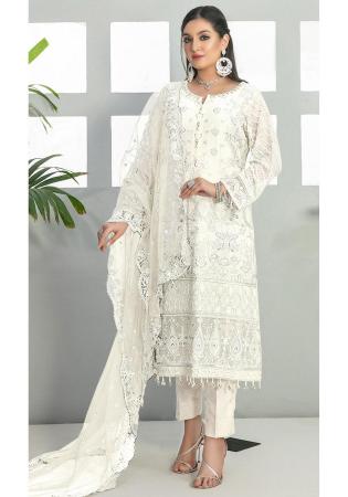 Picture of Superb Georgette White Straight Cut Salwar Kameez