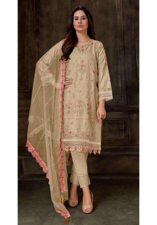 Picture of Georgette Dark Khaki Straight Cut Salwar Kameez