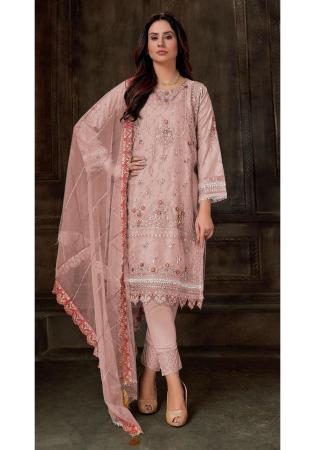 Picture of Georgette Rosy Brown Straight Cut Salwar Kameez