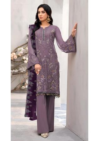 Picture of Georgette Rosy Brown Straight Cut Salwar Kameez