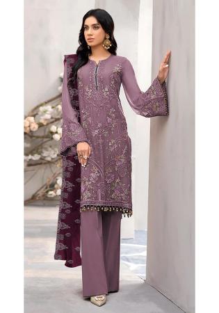 Picture of Ideal Georgette Plum Straight Cut Salwar Kameez