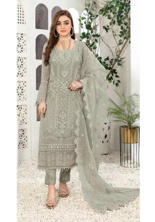 Picture of Georgette Medium Sea Green Straight Cut Salwar Kameez