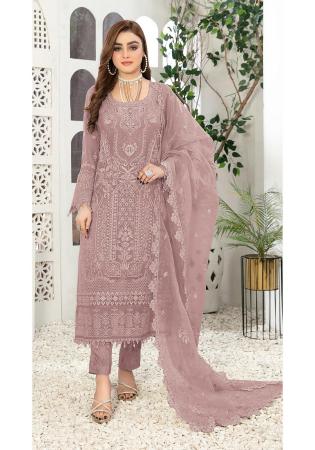 Picture of Georgette Rosy Brown Straight Cut Salwar Kameez