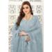 Picture of Georgette Light Steel Blue Straight Cut Salwar Kameez