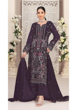 Picture of Excellent Georgette Purple Straight Cut Salwar Kameez