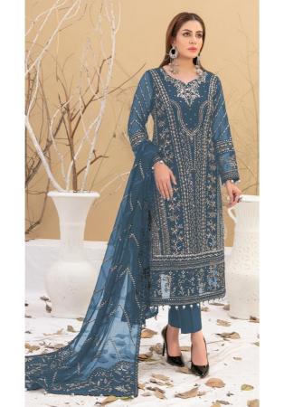 Picture of Georgette Dark Slate Grey Straight Cut Salwar Kameez