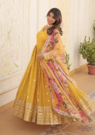 Picture of Exquisite Georgette Golden Rod Readymade Gown