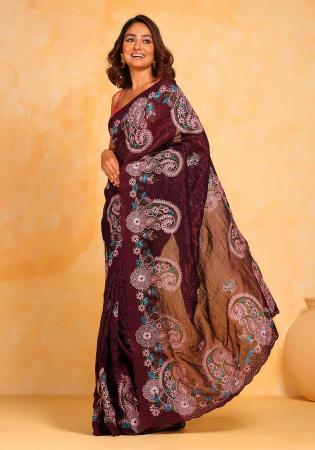 Picture of Gorgeous Georgette Brown Saree