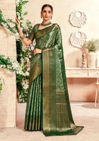 Picture of Delightful Silk Dark Olive Green Saree