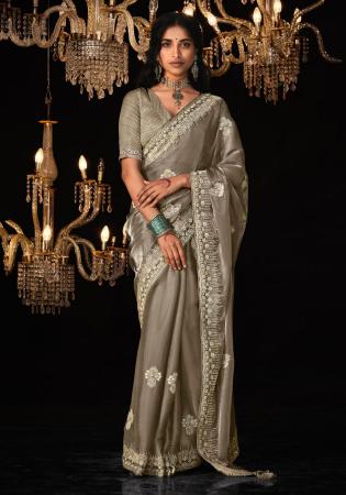 Picture of Good Looking Silk Grey Saree