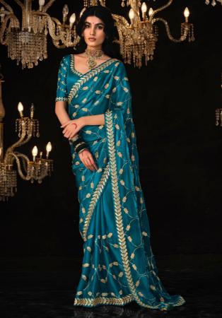 Picture of Alluring Silk Teal Saree