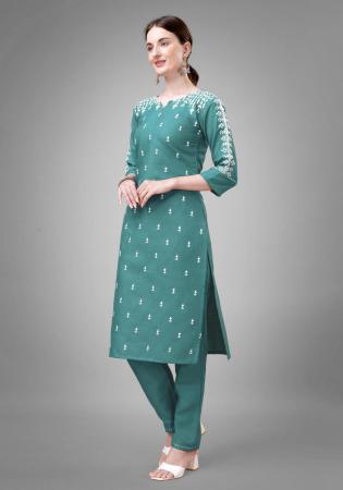 Picture of Admirable Cotton Cadet Blue Readymade Salwar Kameez