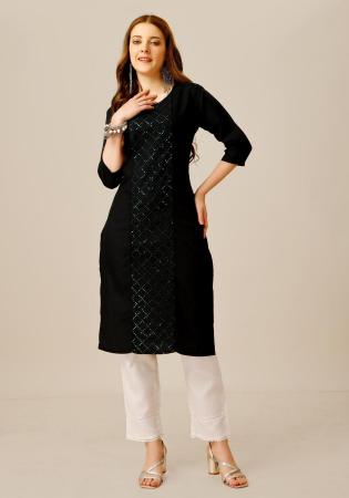 Picture of Exquisite Cotton Black Kurtis & Tunic