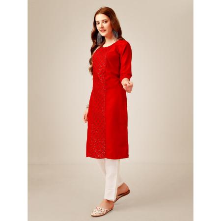 Picture of Good Looking Cotton Dark Red Kurtis & Tunic