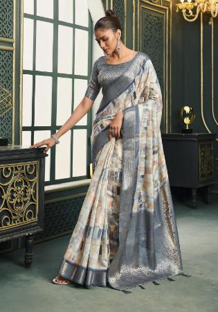 Picture of Appealing Cotton Slate Grey Saree