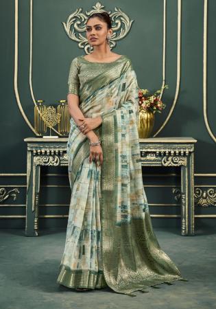 Picture of Sightly Cotton Medium Sea Green Saree