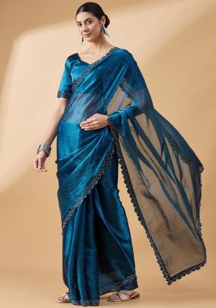 Picture of Bewitching Organza Midnight Blue Saree