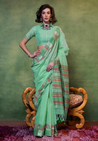 Picture of Appealing Cotton Dark Sea Green Saree