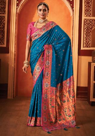 Picture of Bewitching Silk Teal Saree