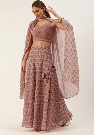 Picture of Georgette & Net & Silk Plum Readymade Lehenga Choli