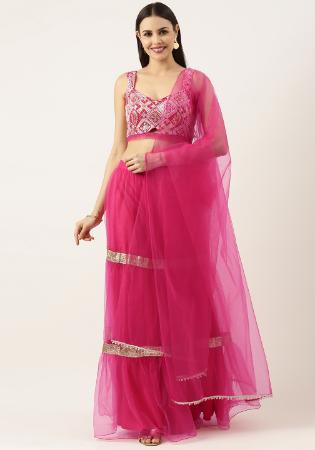 Picture of Georgette & Net & Silk Pink Readymade Lehenga Choli