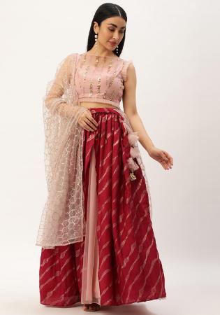 Picture of Georgette & Silk Indian Red Readymade Lehenga Choli