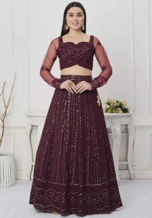 Picture of Georgette & Silk Dark Slate Blue Readymade Lehenga Choli