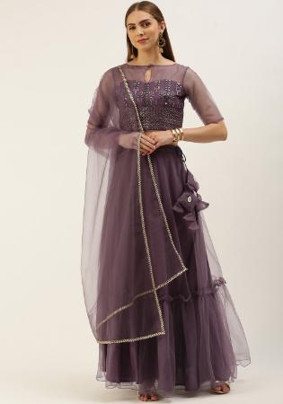 Picture of Georgette & Silk Dim Gray Readymade Lehenga Choli