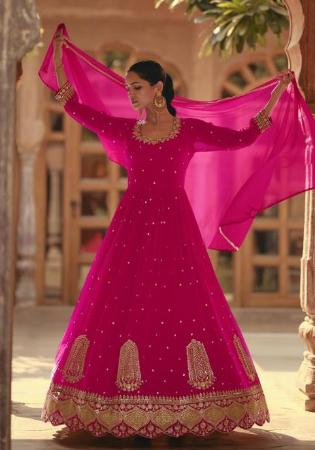 Picture of Georgette Dark Red Straight Cut Salwar Kameez