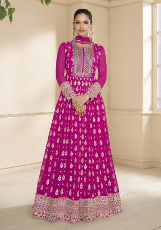 Picture of Classy Georgette Dark Magenta Party Wear Gown