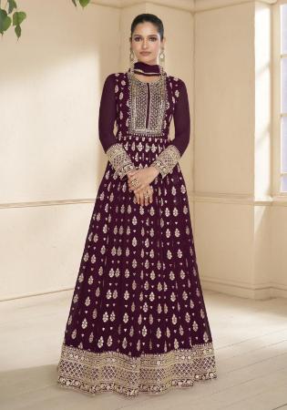 Picture of Delightful Georgette Maroon Party Wear Gown