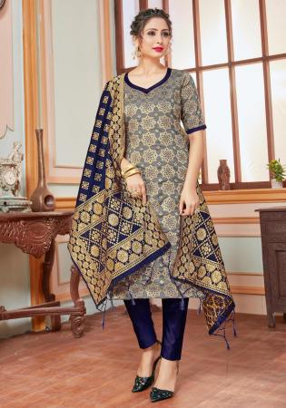 Picture of Shapely Silk Dim Gray Readymade Salwar Kameez