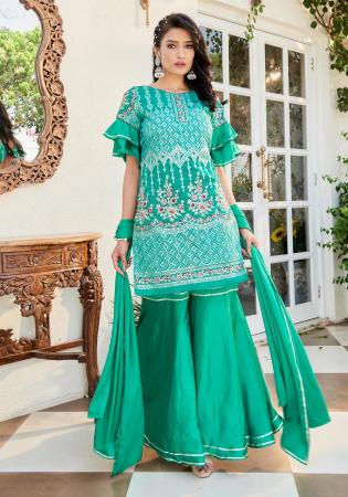 Picture of Delightful Cotton Dark Cyan Readymade Salwar Kameez