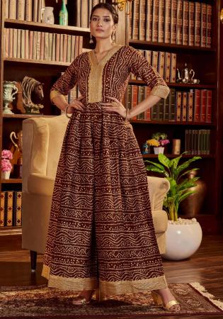 Picture of Good Looking Cotton Brown Readymade Salwar Kameez