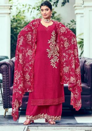 Picture of Good Looking Chiffon Crimson Straight Cut Salwar Kameez