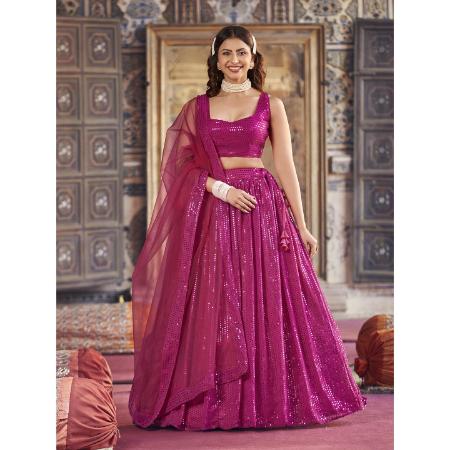 Picture of Wonderful Georgette Dark Magenta Lehenga Choli